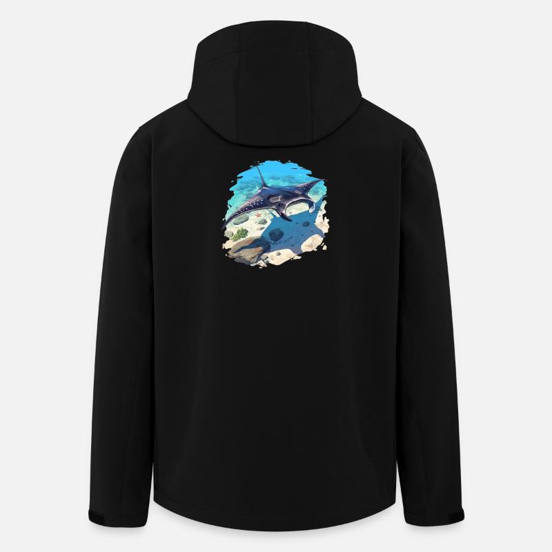 Raies Manta Raies - Veste softshell homme en polyester recyclé Stanley/Stella - noir