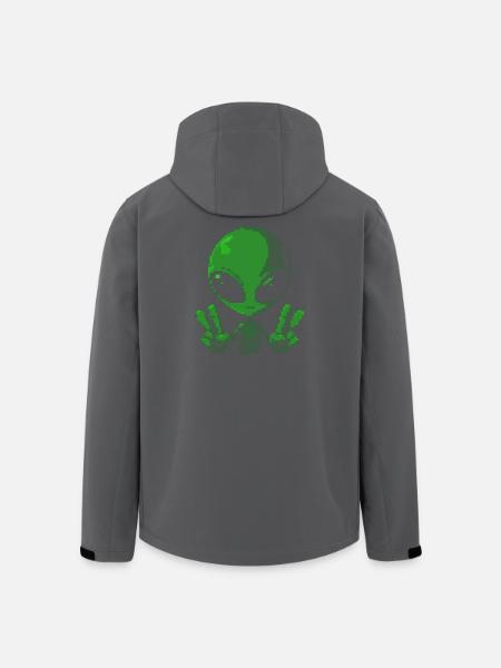 Pixel grünes Alien-Friedenszeichen - Recycelte Männer Softshell-Jacke von Stanley/Stella - Schwarz
