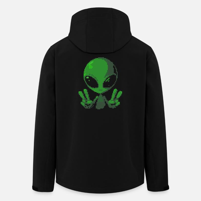 Pixel Green Alien Peace Sign - Men’s Recycled Softshell Jacket by Stanley/Stella - black