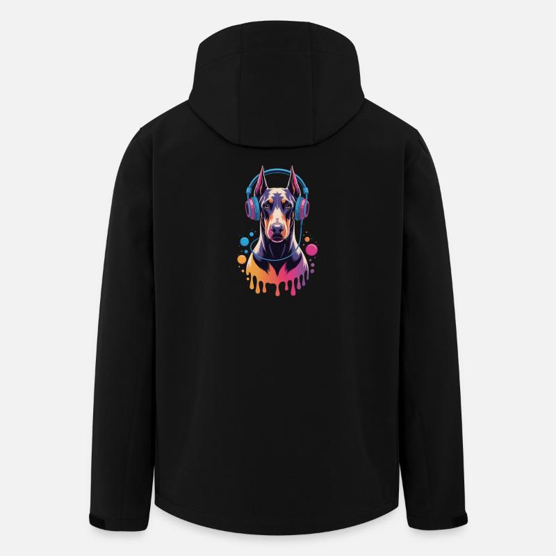 Doberman avec casque - Veste softshell homme en polyester recyclé Stanley/Stella - noir