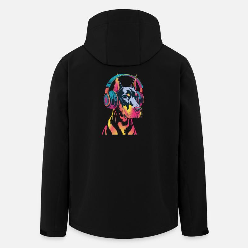 Doberman avec casque - Veste softshell homme en polyester recyclé Stanley/Stella - noir