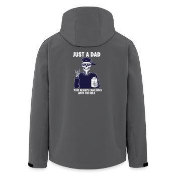 Just a Dad Who Always Came Back with The Milk  - Men’s Recycled Softshell Jacket by Stanley/Stella - black - Back - AI Model Male 185 light (185cm)