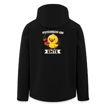 Psychisch Am Ente Lustiger Spruch Humor  - Recycelte Männer Softshell-Jacke von Stanley/Stella - Schwarz - Hinten - AI Model Male 185 light (185cm)