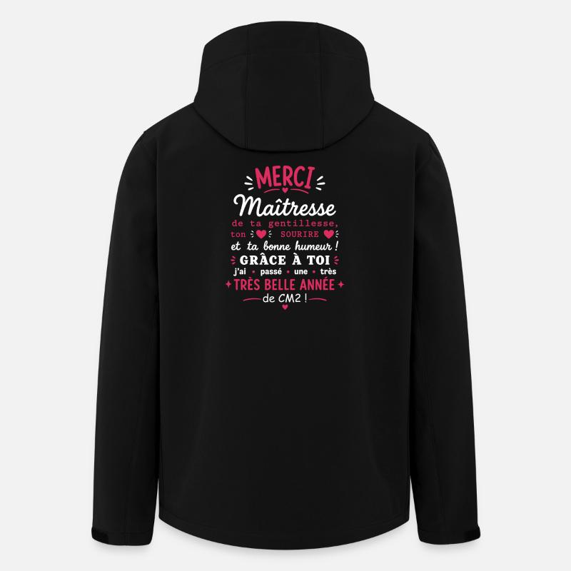 Merci Maîtresse CM2 - Veste softshell homme en polyester recyclé Stanley/Stella - noir
