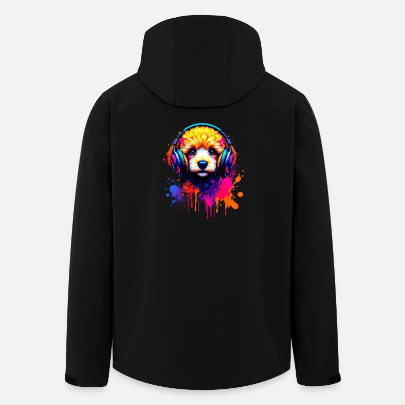 Poodle puppy with headphones - Men’s Recycled Softshell Jacket by Stanley/Stella - black