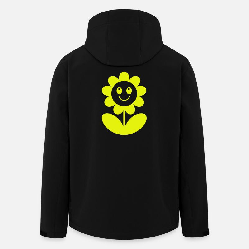 Smiling Sunflower Neon Yellow - Men’s Recycled Softshell Jacket by Stanley/Stella - black
