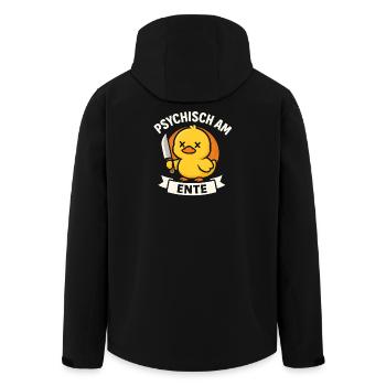 Psychisch Am Ente Lustiger Spruch Humor  - Recycelte Männer Softshell-Jacke von Stanley/Stella - Schwarz - Hinten - AI Model Male 185 light (185cm)