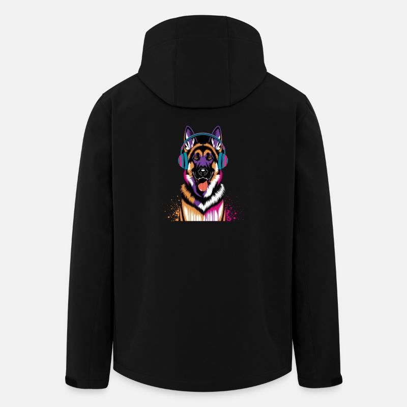 Deutscher Schäferhund mit Kopfhörer - Recycelte Männer Softshell-Jacke von Stanley/Stella - Schwarz