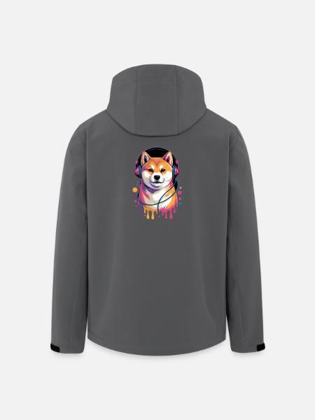Shiba Inu Kopfhörer - Recycelte Männer Softshell-Jacke von Stanley/Stella - Schwarz