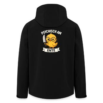 Psychisch Am Ente Lustiger Spruch Humor  - Recycelte Männer Softshell-Jacke von Stanley/Stella - Schwarz - Hinten - AI Model Male 185 light (185cm)