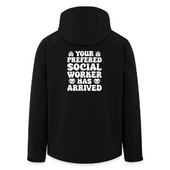 Social Worker Quote Worker Has Arrived Social Work - Recycelte Männer Softshell-Jacke von Stanley/Stella - Schwarz - Hinten - AI Model Male 185 light (185cm)