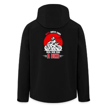 Echte Männer fahren Fahrrad - Recycelte Männer Softshell-Jacke von Stanley/Stella - Schwarz - Hinten - AI Model Male 185 light (185cm)