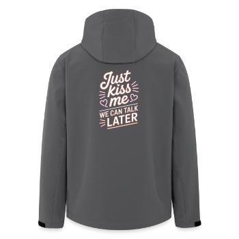 Just Kiss Me Talk Later Küss Mich JGA Single Party - Men’s Recycled Softshell Jacket by Stanley/Stella - black - Back - AI Model Male 185 light (185cm)
