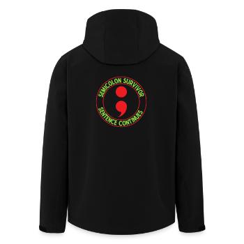 Semicolon Suicide Prevention Survivor Sentence - Men’s Recycled Softshell Jacket by Stanley/Stella - black - Back - AI Model Male 185 light (185cm)