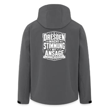 Dresden macht Stimmung mit Ansage - Recycelte Männer Softshell-Jacke von Stanley/Stella - Anthrazit - Hinten - AI Model Male 185 light (185cm)