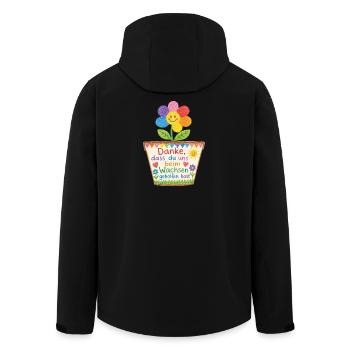 Danke das du uns beim Wachsen geholfen hast!  - Recycelte Männer Softshell-Jacke von Stanley/Stella - Schwarz - Hinten - AI Model Male 185 light (185cm)