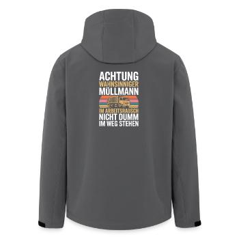  Achtung Wahnsinniger Müllmann Im Arbeitsrausch - Recycelte Männer Softshell-Jacke von Stanley/Stella - Schwarz - Hinten - AI Model Male 185 light (185cm)
