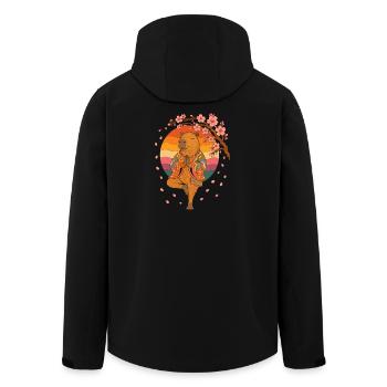 Meditating Bear in Cherry Blossom Kimono - Men’s Recycled Softshell Jacket by Stanley/Stella - black - Back - AI Model Male 185 light (185cm)