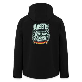 Abseits erklär ich später, jetzt wird gebrüllt - Recycelte Männer Softshell-Jacke von Stanley/Stella - Schwarz - Hinten - AI Model Male 185 light (185cm)