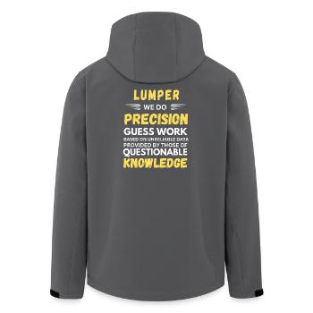Lumper Precision Guess Work Funny Warehouse - Men’s Recycled Softshell Jacket by Stanley/Stella - anthracite - Back - AI Model Male 185 light (185cm)