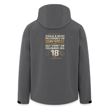 Anniversaire 18 Ans  Humoristique | Anniv 18 Ans - Veste softshell homme en polyester recyclé Stanley/Stella - noir - Dos - AI Model Male 185 light (185cm)