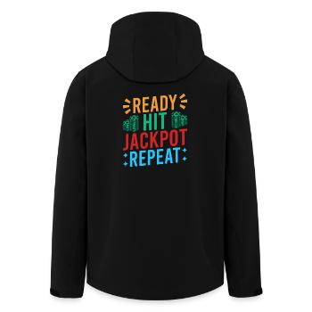 Gambling Fan Ready Hit Jackpot Repeat Casino - Recycelte Männer Softshell-Jacke von Stanley/Stella - Schwarz - Hinten - AI Model Male 185 light (185cm)