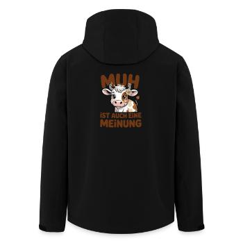  Muh Ist Auch Eine Meinung Lustiger Kuh Spruch Für - Recycelte Männer Softshell-Jacke von Stanley/Stella - Schwarz - Hinten - AI Model Male 185 light (185cm)