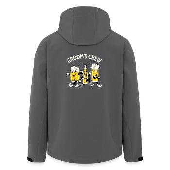 Grooms Crew Retro Beer - Men’s Recycled Softshell Jacket by Stanley/Stella - black - Back - AI Model Male 185 light (185cm)
