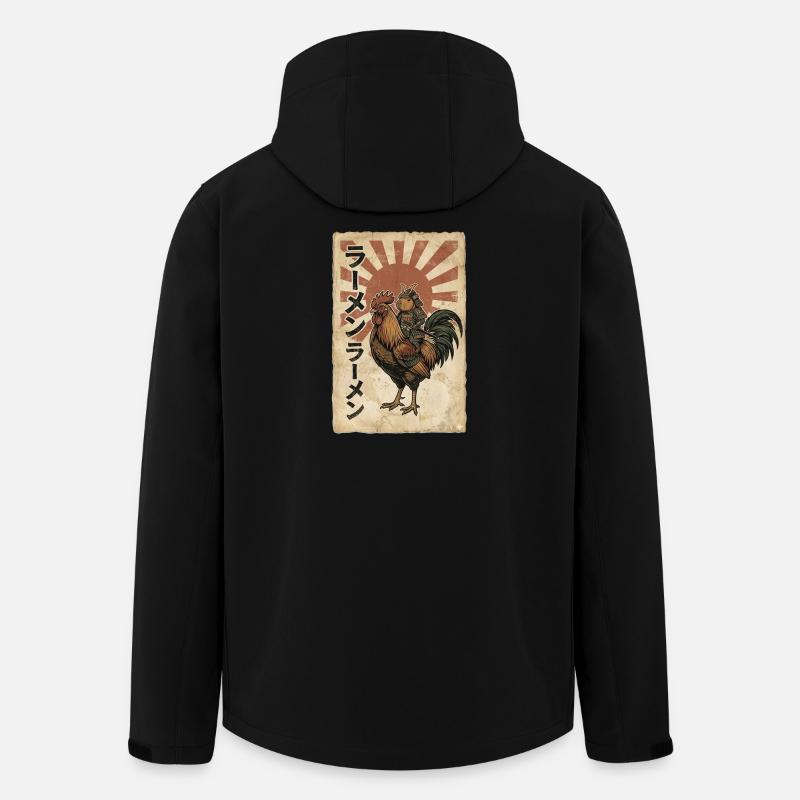 Samurai auf Hahn – Ramen Retro - Recycelte Männer Softshell-Jacke von Stanley/Stella - Schwarz