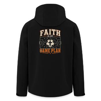 Glaube Ist Mein Spielplan Christlicher Fußball - Recycelte Männer Softshell-Jacke von Stanley/Stella - Schwarz - Hinten - AI Model Male 185 light (185cm)