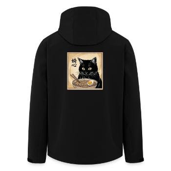 Vintage Japanese Black Cat Ramen Bowl Kawaii Anime - Recycelte Männer Softshell-Jacke von Stanley/Stella - Schwarz - Hinten - AI Model Male 185 light (185cm)