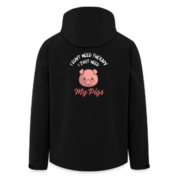 Niedliche Schweinetherapie, Supperhoftier, - Recycelte Männer Softshell-Jacke von Stanley/Stella - Schwarz - Hinten - AI Model Male 185 light (185cm)