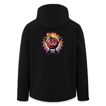Cheerful cartoon bombshell with rainbow background - Men’s Recycled Softshell Jacket by Stanley/Stella - black - Back - AI Model Male 185 light (185cm)
