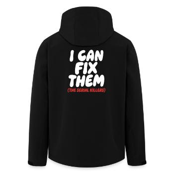 Je peux les réparer, citation de tueur en série - Veste softshell homme en polyester recyclé Stanley/Stella - noir - Dos - AI Model Male 185 light (185cm)