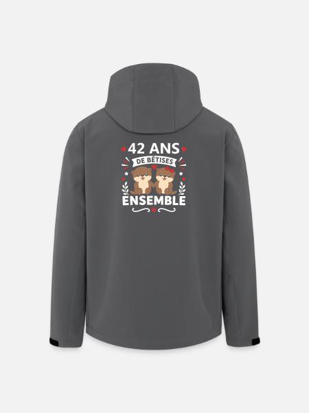 42 Ans Ensemble Oursons Amour - Veste softshell homme en polyester recyclé Stanley/Stella - noir