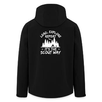 boys scout Scouting Lead Explore Repeat Scout - Recycelte Männer Softshell-Jacke von Stanley/Stella - Schwarz - Hinten - AI Model Male 185 light (185cm)