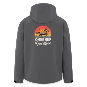  Ohne Huf Kein Move Pferd Reiten Hufschmied Spruch - Recycelte Männer Softshell-Jacke von Stanley/Stella - Schwarz - Hinten - AI Model Male 185 light (185cm)