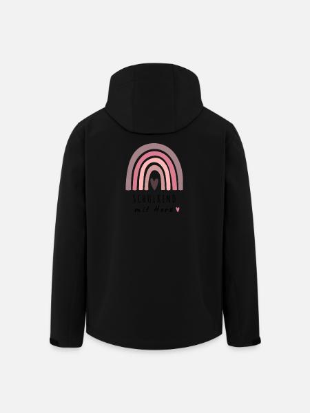 Schulkind mit Herz Regenbogen | Einschulung - Recycelte Männer Softshell-Jacke von Stanley/Stella - Schwarz