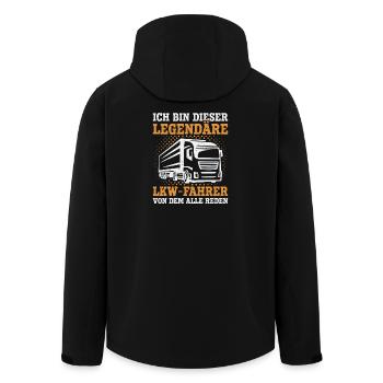 LKW Fahrer Fernfahrer Legende lustig Sprüche - Recycelte Männer Softshell-Jacke von Stanley/Stella - Schwarz - Hinten - AI Model Male 185 light (185cm)
