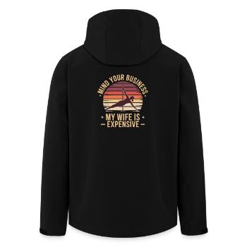 Occupe-toi de tes affaires. Ma femme est chère. Plus drôle. - Veste softshell homme en polyester recyclé Stanley/Stella - noir - Dos - AI Model Male 185 light (185cm)
