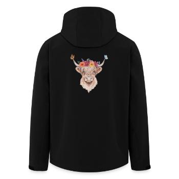 Couronne de fleurs Illustration du bétail Highland - Veste softshell homme en polyester recyclé Stanley/Stella - noir - Dos - AI Model Male 185 light (185cm)
