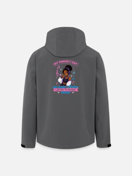 Anime and Music Chibi Black Girl - Men’s Recycled Softshell Jacket by Stanley/Stella - black