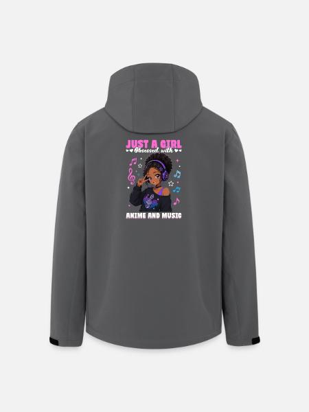 Anime and Music Chibi Black Girl - Men’s Recycled Softshell Jacket by Stanley/Stella - black