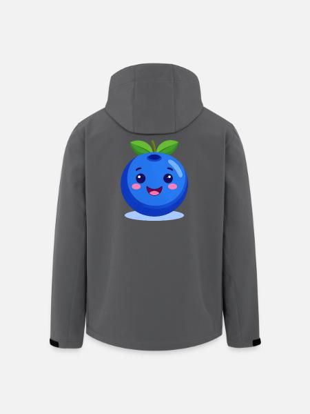Cute Blue Blueberry – Kawaii Style Illustration - Men’s Recycled Softshell Jacket by Stanley/Stella - black