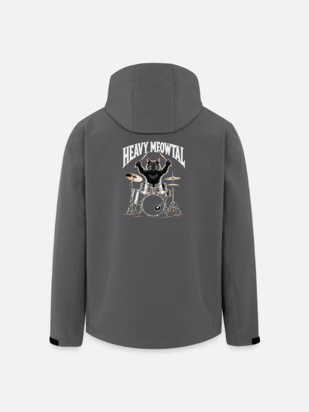 Heavy Metal Cat on Drums - Men’s Recycled Softshell Jacket by Stanley/Stella - black