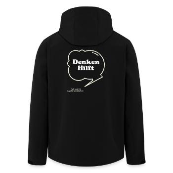 Denken Hilft Lustiger Sarkasmus - Recycelte Männer Softshell-Jacke von Stanley/Stella - Schwarz - Hinten - AI Model Male 185 light (185cm)