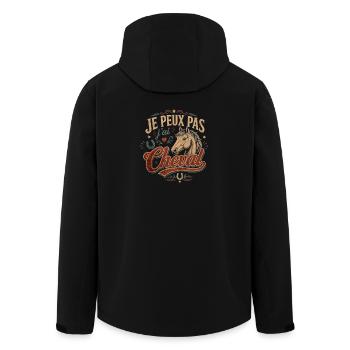 Je Peux Pas J'ai Cheval - Humour Équitatio - Veste softshell homme en polyester recyclé Stanley/Stella - noir - Dos - AI Model Male 185 light (185cm)