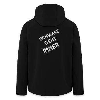 Die Farbe Schwarz geht immer lustige Farben Spruch - Recycelte Männer Softshell-Jacke von Stanley/Stella - Schwarz - Hinten - AI Model Male 185 light (185cm)