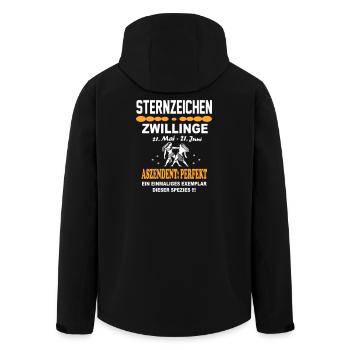 Sternzeichen Zwillinge – Aszendent Perfekt - Recycelte Männer Softshell-Jacke von Stanley/Stella - Schwarz - Hinten - AI Model Male 185 light (185cm)