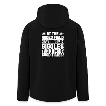 Rires à cheval de rodéo et bons moments de troupeau - Veste softshell homme en polyester recyclé Stanley/Stella - noir - Dos - AI Model Male 185 light (185cm)